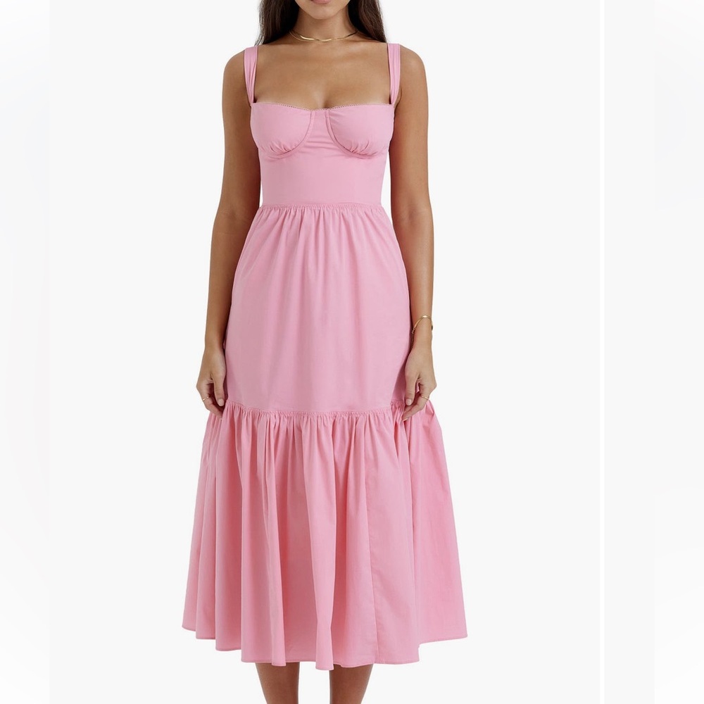 HOUSE OF CB- Elia Floral Stretch Cotton Blend Corset Sunddress